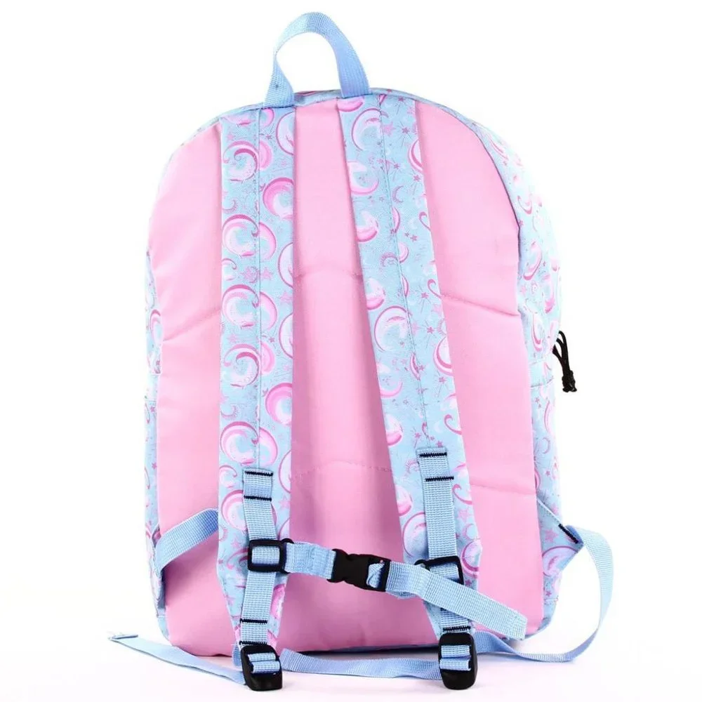 16" Backpack With Unicorn Design 16" High Blue & Pink Front Zipped Pocket - Picture 3 of 5